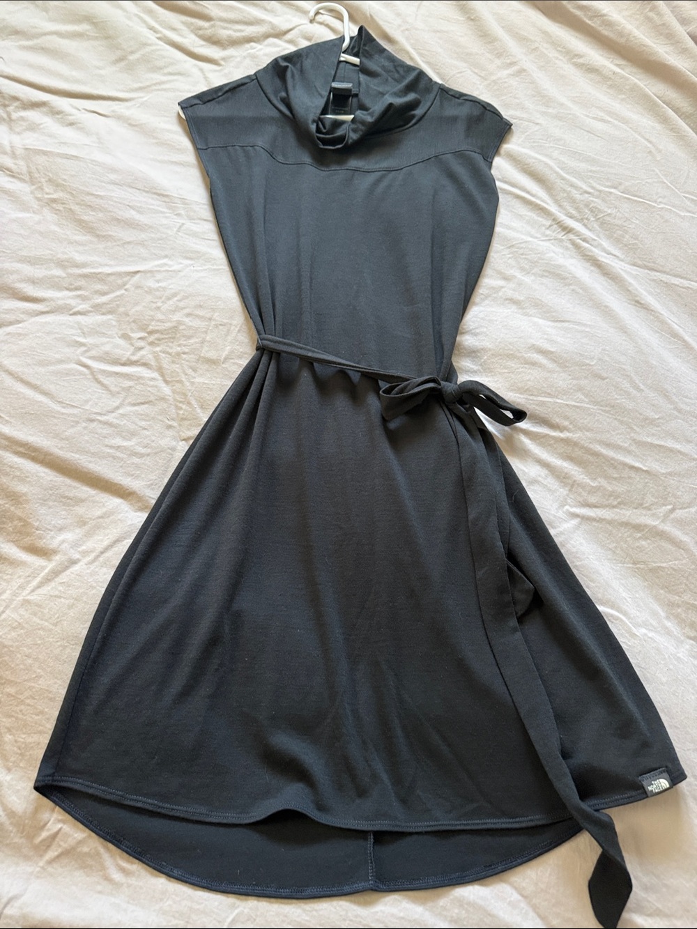 The North Face Black Cap-Sleeve High-Low Wrap Dress with Waist Tie
